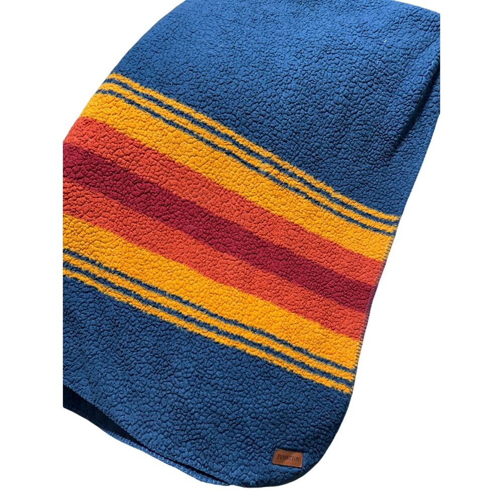 Pendleton Grand Canyon Sherpa Fleece King Size Orange Blue Southwest Warm Soft